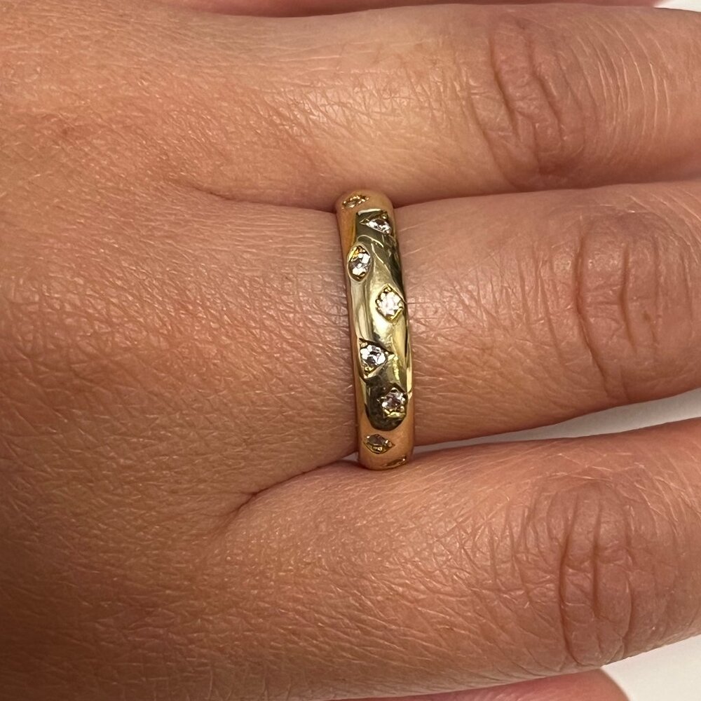Celestial style ring w/ cubic zirconia gems - Size 8 Sterling silver 925